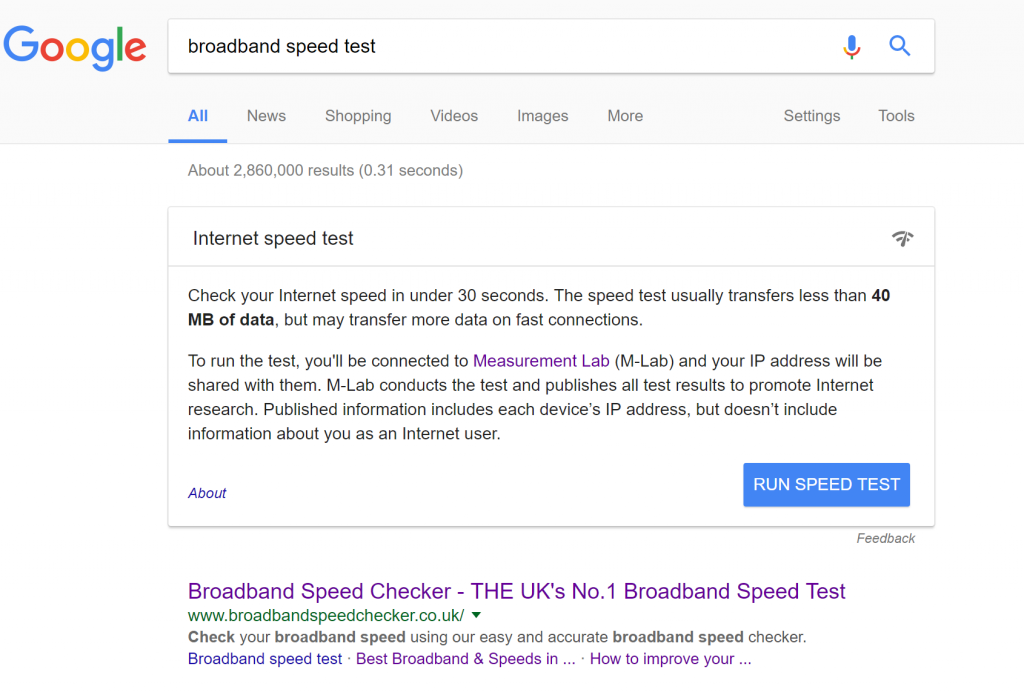 broadband speed test Google Search